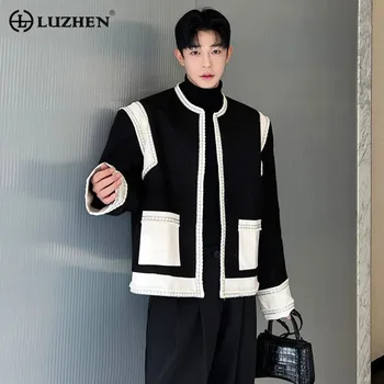 LUZHEN Элегантный Модный дизайн с контрастными цветами, повседневная куртка, мужская верхняя одежда из высококачественного трикотажа, Корейское модное пальто E4f537