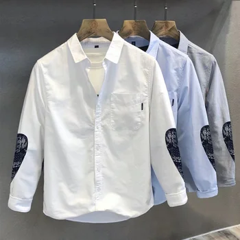 Мужская повседневная рубашка Oxford Spinning в стиле ретро белого цвета с длинными рукавами на весну и осень, новая Японская повседневная рубашка