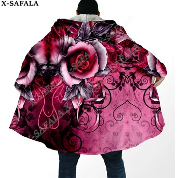 Темно-розовый плащ с бабочкой и 3D принтом Dream, толстое теплое мужское пальто с капюшоном, Ветрозащитная флисовая накидка, халат, одеяло-5
