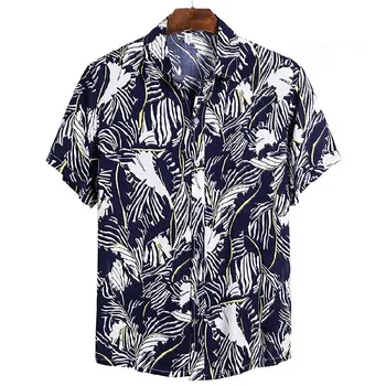 Мужская рубашка Летняя Гавайская Рубашка Рубашка На Пуговицах Летняя Рубашка Повседневная Рубашка Черный Белый Темно-Темно-Красный и Белый С Коротким Рукавом