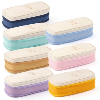 Многофункциональный пенал цвета Macarone, подходящий по цвету, Студенческая сумка для ручек большой емкости, сумка для канцелярских принадлежностей, сумка-органайзер.