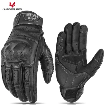 Старинные Мотоциклетные перчатки с сенсорным экраном из натуральной кожи Мотоциклетные перчатки для шоссейных гонок в стиле Ретро Мужские Защитные приспособления, одобренные CE