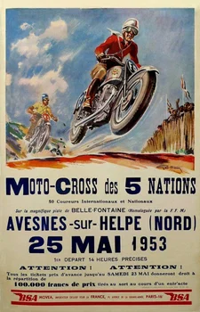 Художественное оформление стен с жестяной вывеской Moto-Cross des 5 Nations, роспись по железу