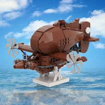 MOC Дизайн, модель подводной лодки Tiger Moth, кирпичи, летающий дирижабль, Subnautica, набор строительных блоков, игрушки для детей, подарки