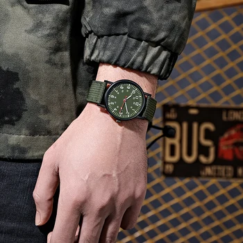 Мужские роскошные кварцевые часы Army Soldier Военные часы Простые мужские спортивные часы с брезентовым ремешком Anlog Военные часы