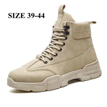 Мужские ботинки Кожаные водонепроницаемые военные ботинки на шнуровке, мужские ботильоны, мужская повседневная легкая нескользящая спортивная рабочая обувь