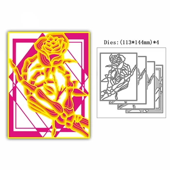Новая Форма для резки металла Rose Multi-layer 3d Datura Background Frame Используется для изготовления Прямоугольной Квадратной формы для цветов.