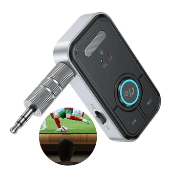 Шумоподавляющий Совместимый с Bluetooth адаптер 5.3 Портативные беспроводные аудиосистемы Aux для автомобильного музыкального приемника передатчика динамика