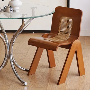 Обеденный стул со спинкой из китайского французского легкого роскошного ротанга в стиле Ретро, Офисная спальня из массива Дерева, Старинная мебель для гостиной