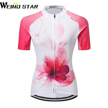 Женская велосипедная майка WEIMOSTAR Team Ropa Ciclismo, женская одежда с коротким рукавом, велосипедная куртка, велосипедная одежда, топ с розовым цветком