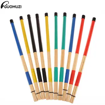 1 пара бамбуковых барабанных палочек, Барабанные палочки, щетки для ударных инструментов, набор насадок с резиновой ручкой, Аксессуары для барабана