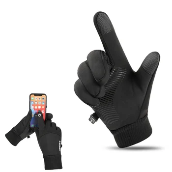 Зимние водонепроницаемые велосипедные перчатки с полными пальцами, спортивная рыбалка, вождение мотоцикла с сенсорным экраном, лыжные нескользящие теплые велосипедные перчатки