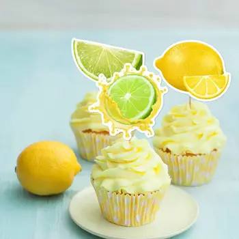 Топперы для Лимонных Кексов Summer Baby Shower Cupcake Picks Лимонадная Вечеринка Украшения Торта для Вечеринки с Лимоном на День Рождения Баннер Поставки